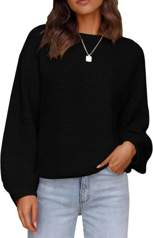 PRETTYGARDEN Womens Fall Sweaters 2025 Casual Loose Crewneck Ribbed Long Sleeve Top Knit Pullover Sweater