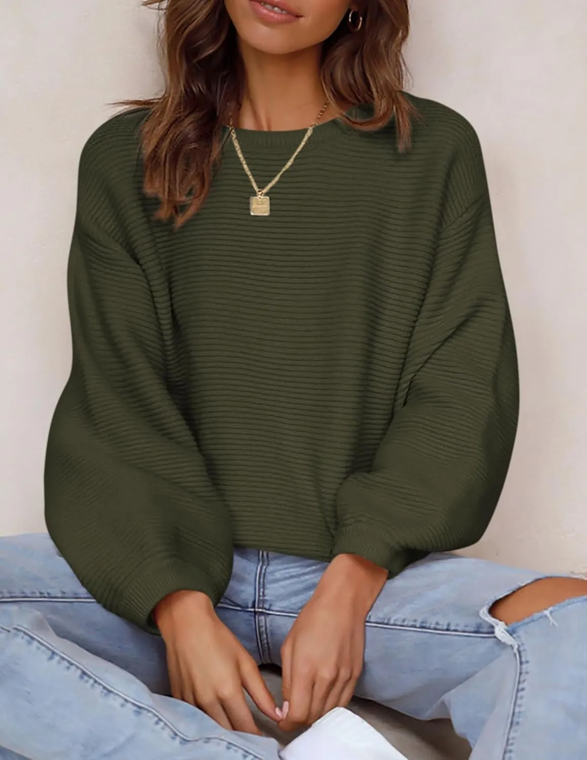 PRETTYGARDEN Womens Fall Sweaters 2025 Casual Loose Crewneck Ribbed Long Sleeve Top Knit Pullover Sweater