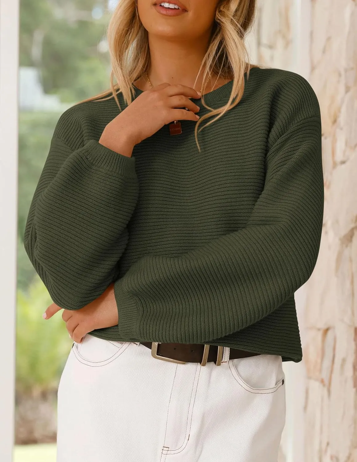 PRETTYGARDEN Womens Fall Sweaters 2025 Casual Loose Crewneck Ribbed Long Sleeve Top Knit Pullover Sweater
