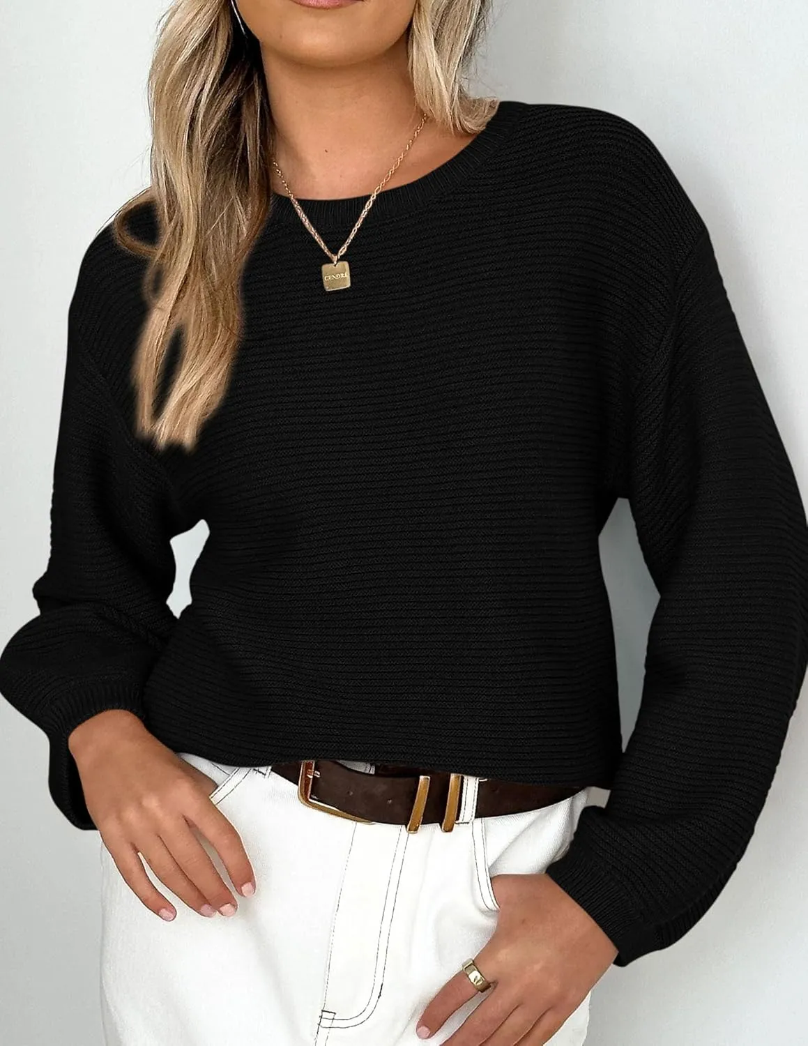 PRETTYGARDEN Womens Fall Sweaters 2025 Casual Loose Crewneck Ribbed Long Sleeve Top Knit Pullover Sweater