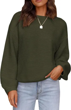 PRETTYGARDEN Womens Fall Sweaters 2025 Casual Loose Crewneck Ribbed Long Sleeve Top Knit Pullover Sweater