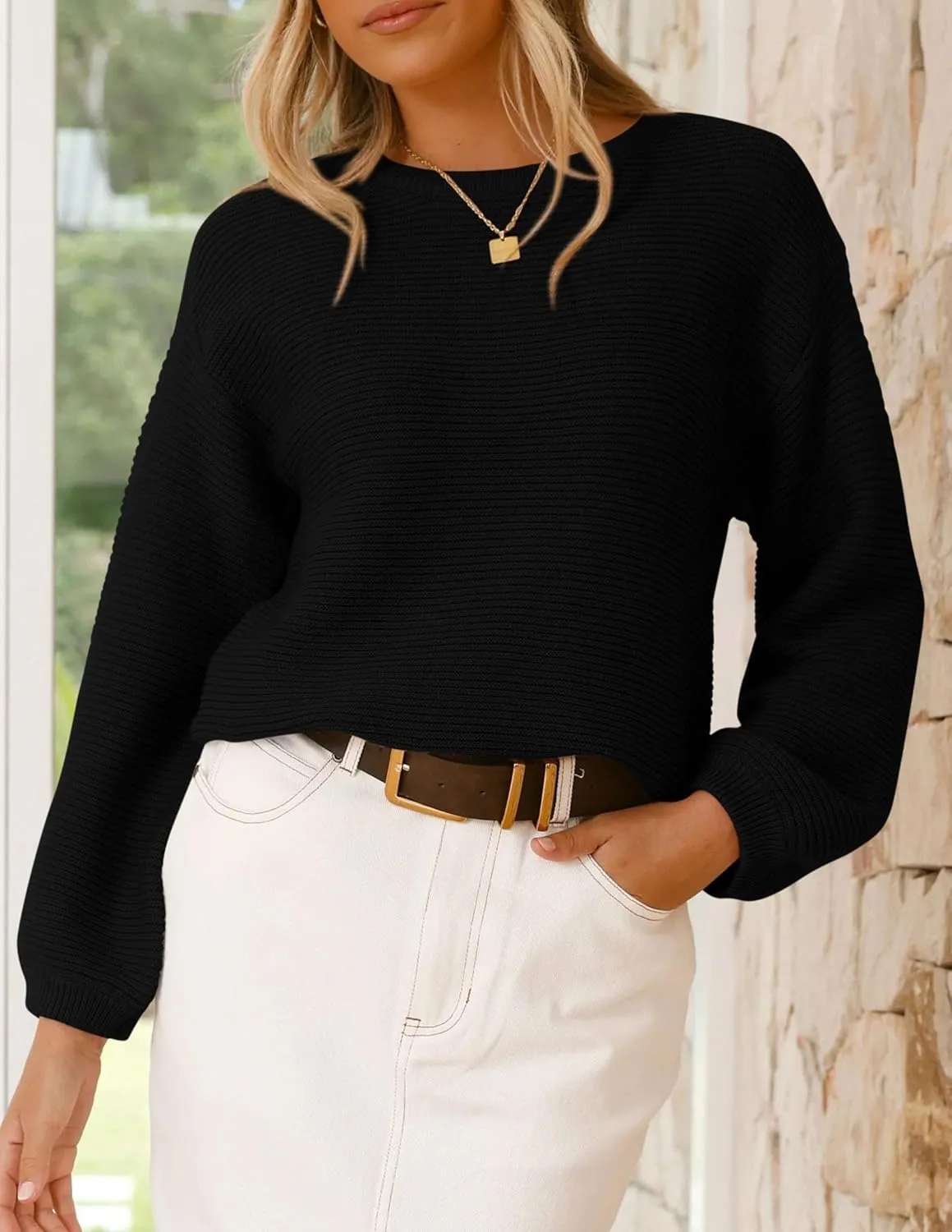 PRETTYGARDEN Womens Fall Sweaters 2025 Casual Loose Crewneck Ribbed Long Sleeve Top Knit Pullover Sweater