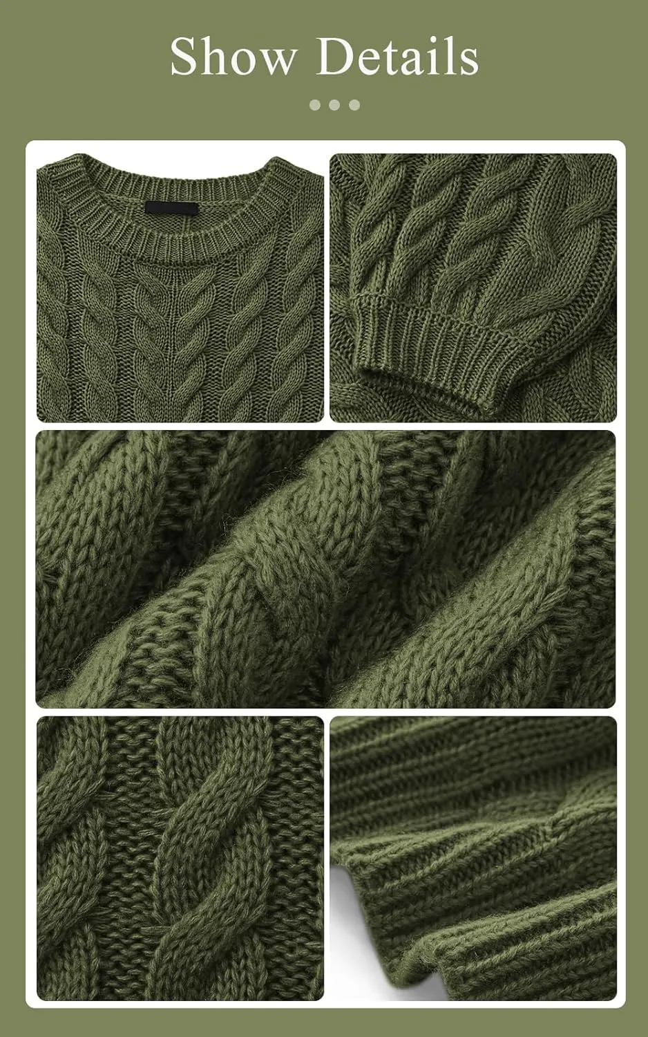PRETTYGARDEN Womens Sweaters Spring 2025 Cable Knit Long Sleeve Crewneck Oversized Sweater Chunky Pullover Loose Outfits