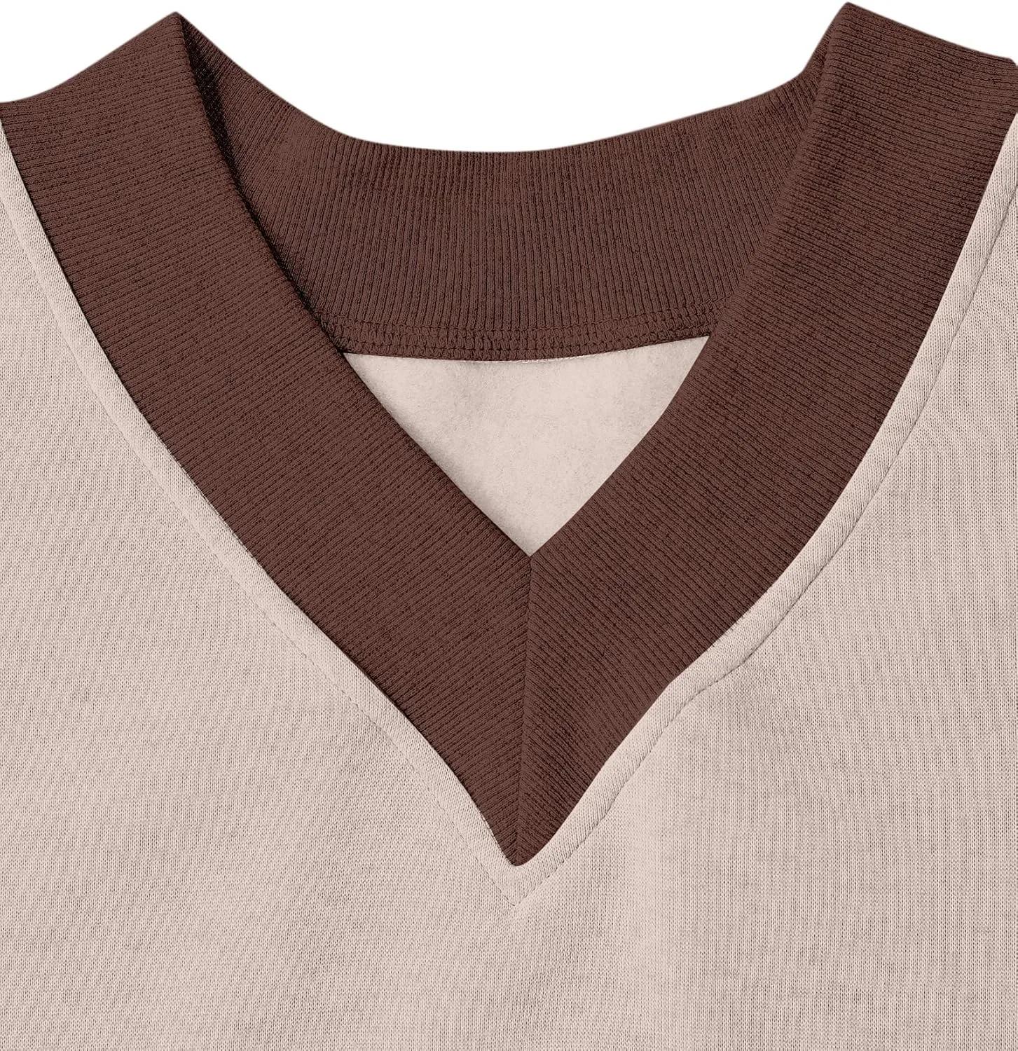 Remidoo Women's V Neck Oversized Long Sleeve Pullover Sweatshirt Drop Shoulder Loose Top