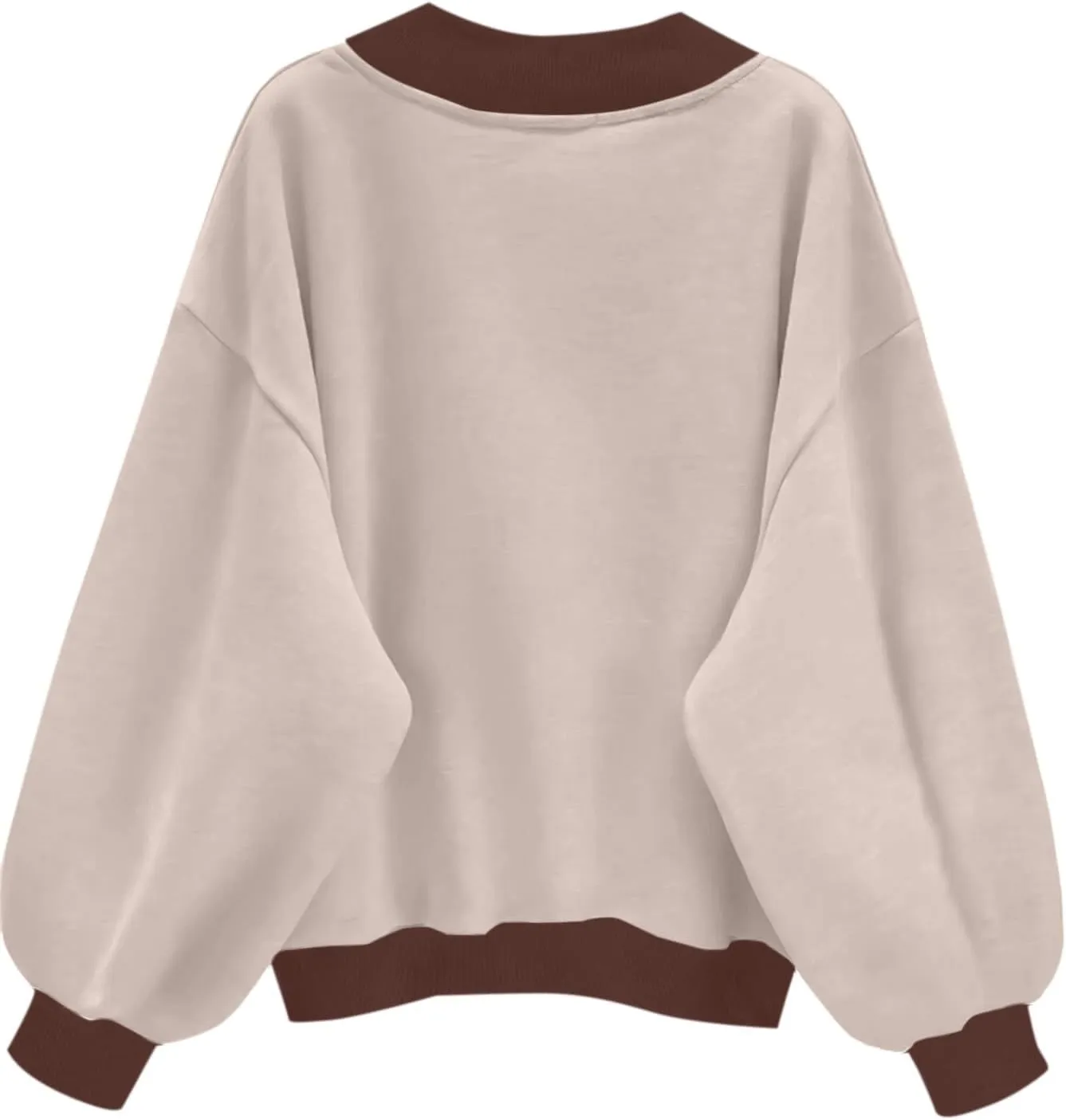 Remidoo Women's V Neck Oversized Long Sleeve Pullover Sweatshirt Drop Shoulder Loose Top