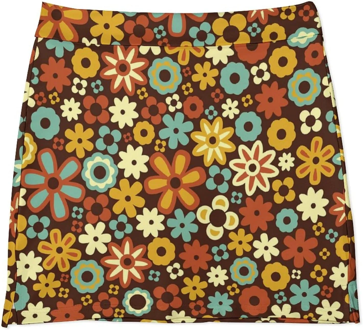 Retro Flower Pattern Women's Mini Tennis Skirt with Shorts Underneath Athletic Workout Cute Skorts