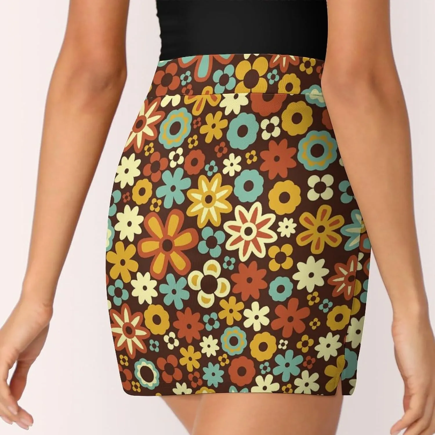 Retro Flower Pattern Women's Mini Tennis Skirt with Shorts Underneath Athletic Workout Cute Skorts