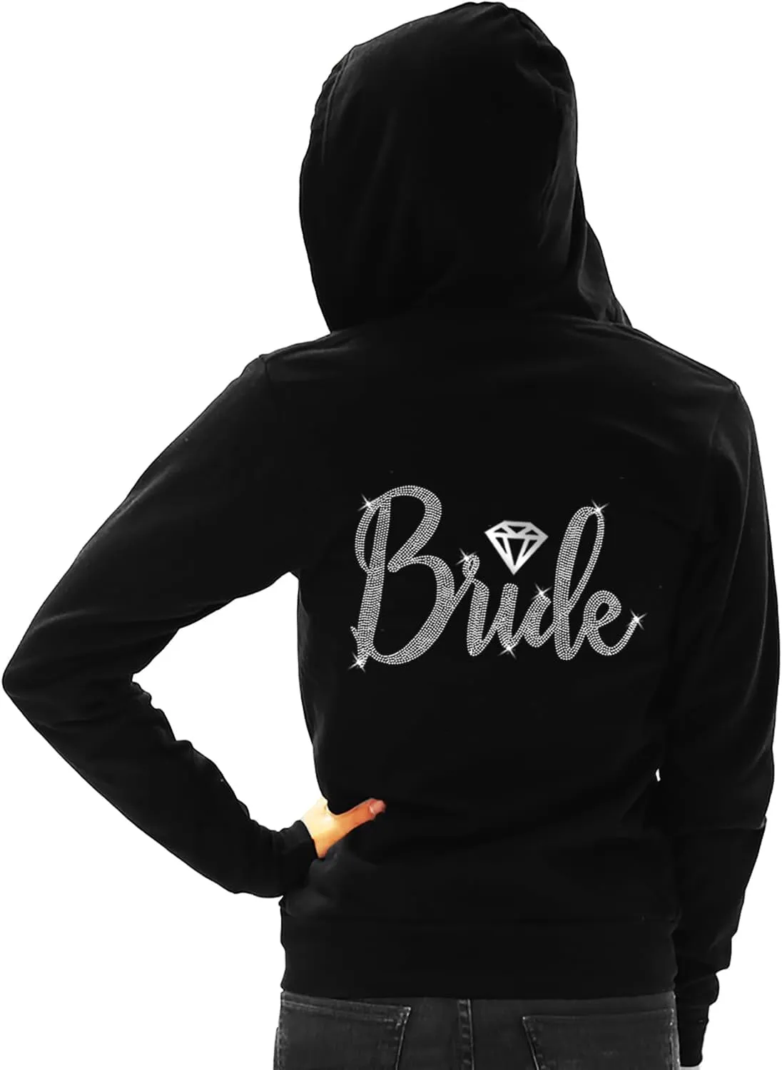 RhinestoneSash Bride Sweatshirt - Bride to Be Bridal Shower Spa Day Zip Up Jacket - Bachelorette Party Hoodie