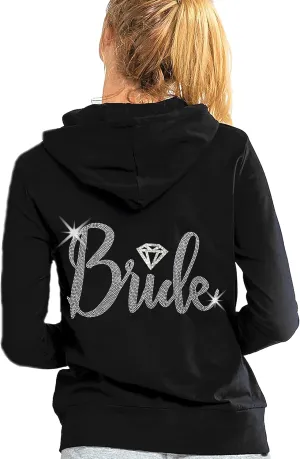 RhinestoneSash Bride Sweatshirt - Bride to Be Bridal Shower Spa Day Zip Up Jacket - Bachelorette Party Hoodie