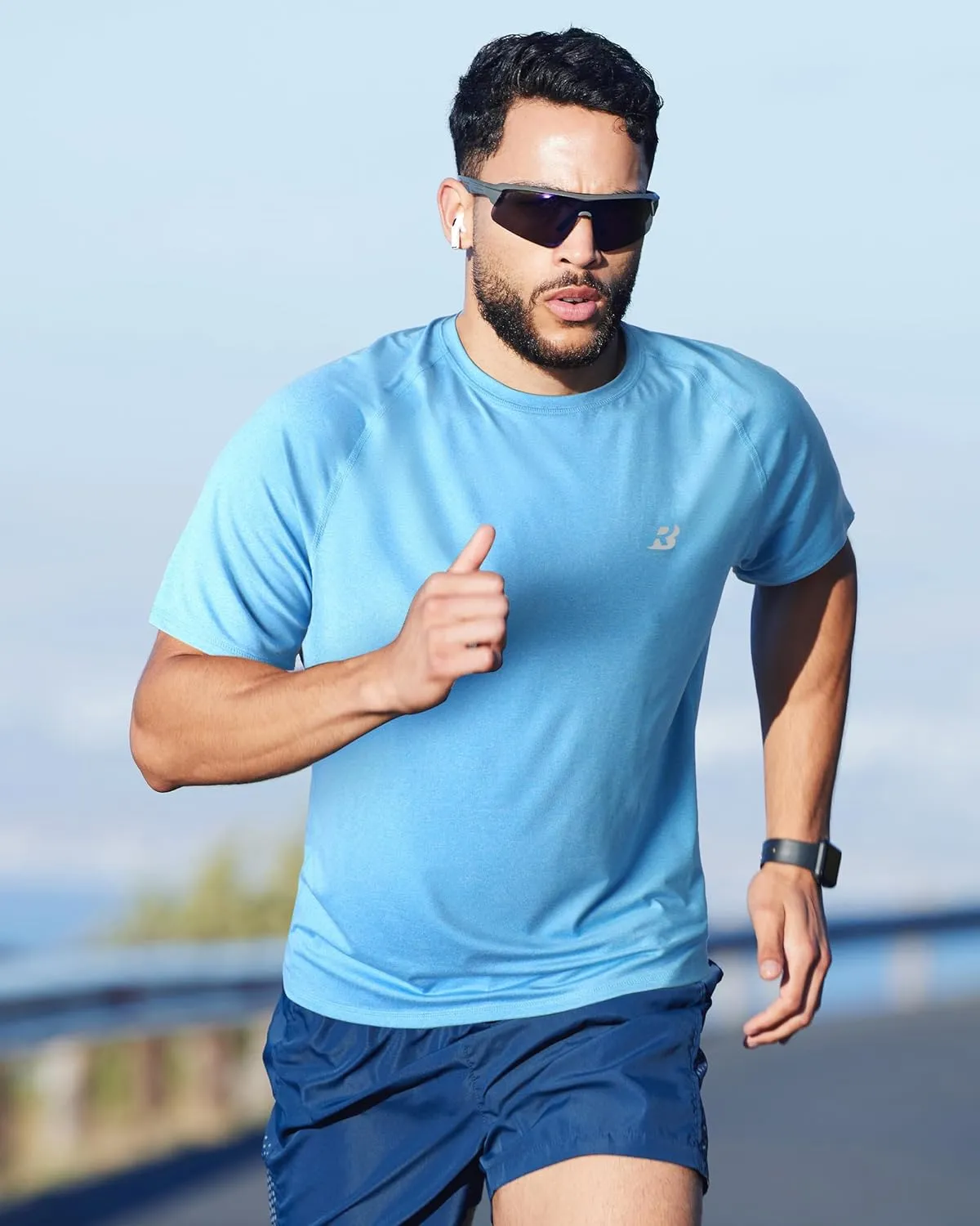 Roadbox Swim Shirts Short Sleeve for Men, Sun Protection UPF 50  Fishing Rash Guard, UV Gym Workout Shirt for Running Outdoor