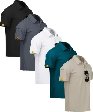 SCODI 5 Pack Mens Polo Shirts Short Sleeve Athletic Golf Polo Shirt for Men Casual Collared Summer Multipack T-Shirts