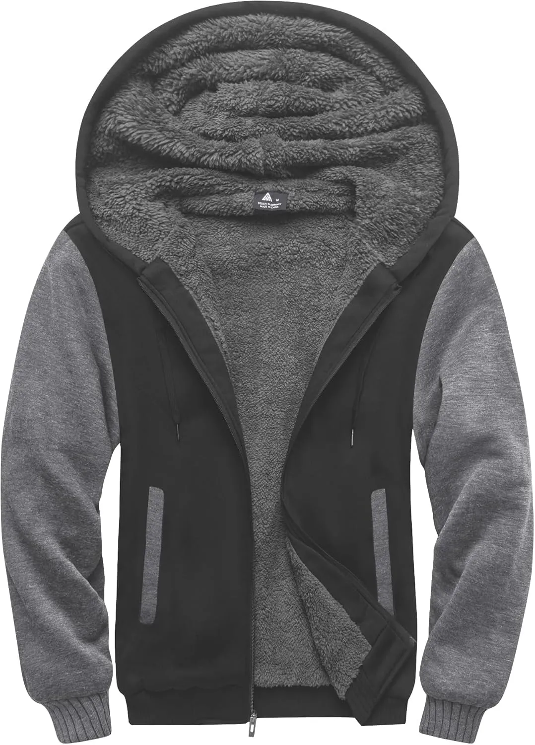 SCODI Hoodies for Men Heavyweight Fleece Sweatshirt - Full Zip Up Thick Sherpa Lined Hooded Jacket