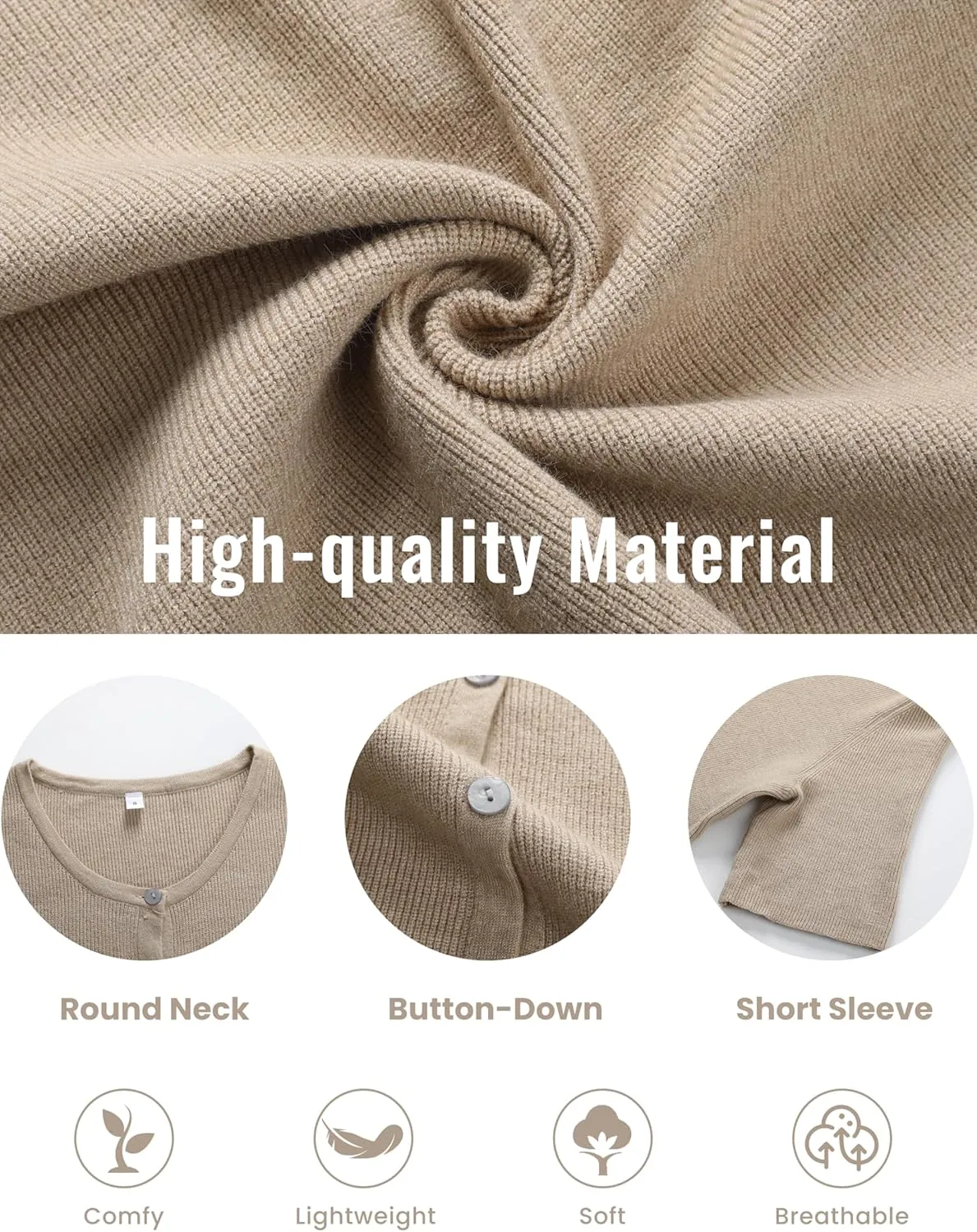 SCUSTY Women's Lightweight Cardigan Short Sleeve Button-Down Summer Cardigan Sweater