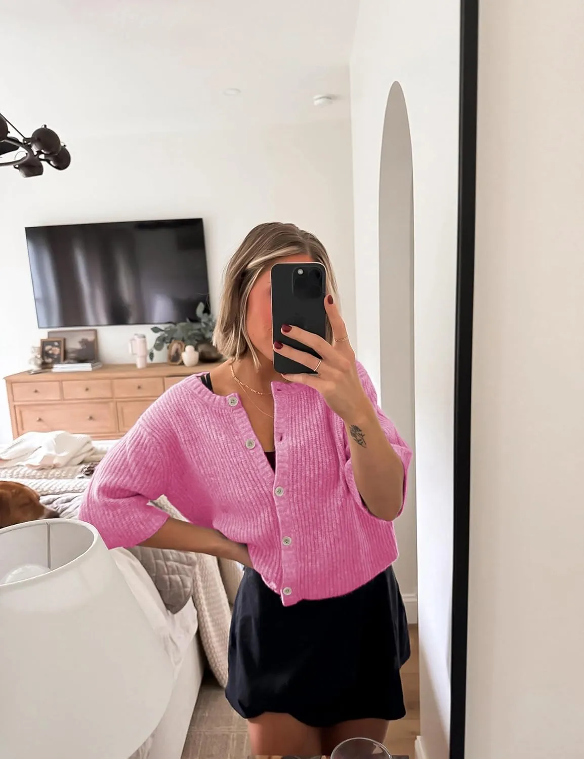 SCUSTY Women's Lightweight Cardigan Short Sleeve Button-Down Summer Cardigan Sweater