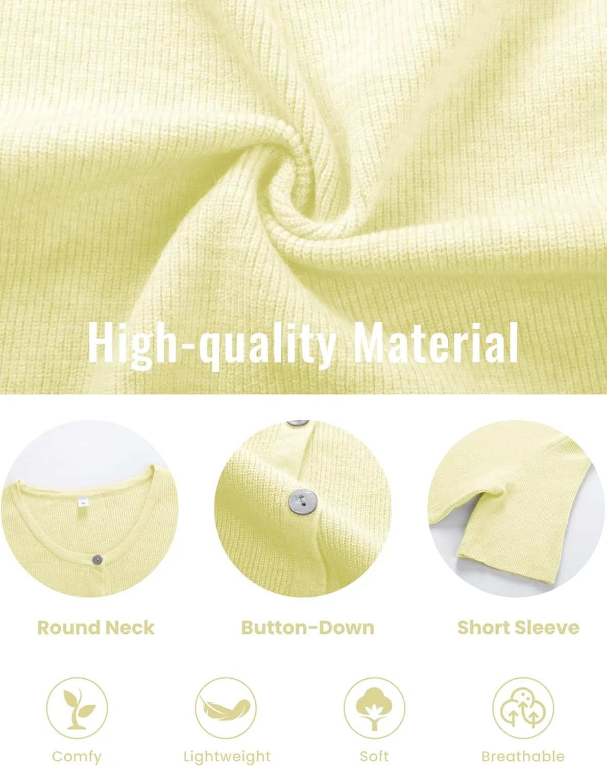 SCUSTY Women's Lightweight Cardigan Short Sleeve Button-Down Summer Cardigan Sweater