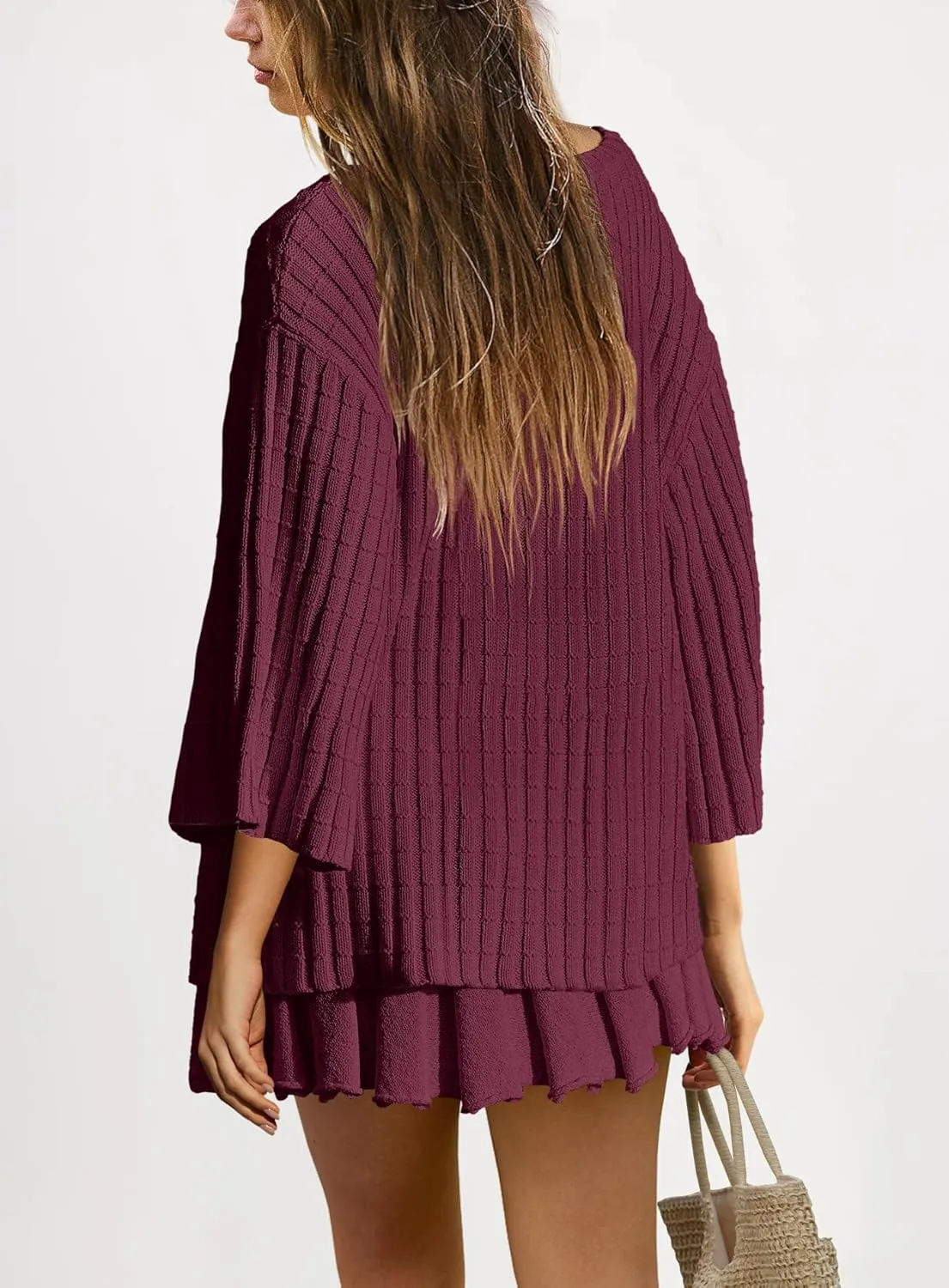 SENSERISE Womens Sweater Sets 2 Piece Outfits Long Sleeve Top and Skirts Set Loungewear Fall Clothes