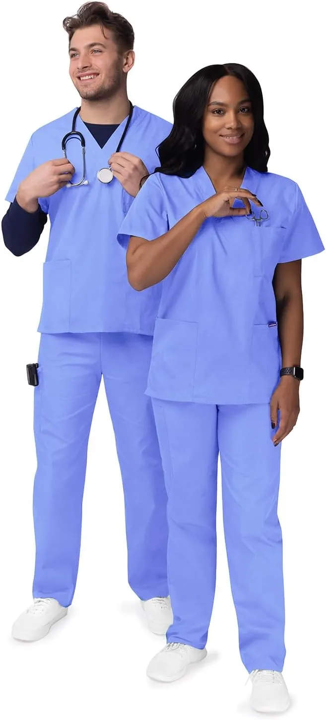 Sivvan Unisex Scrubs - Classic V-Neck Top & Drawstring Pants Scrub Set