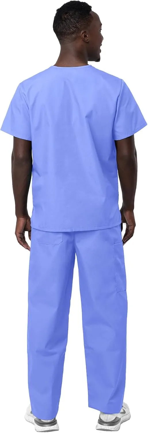 Sivvan Unisex Scrubs - Classic V-Neck Top & Drawstring Pants Scrub Set