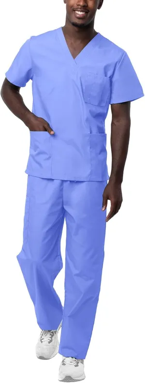 Sivvan Unisex Scrubs - Classic V-Neck Top & Drawstring Pants Scrub Set