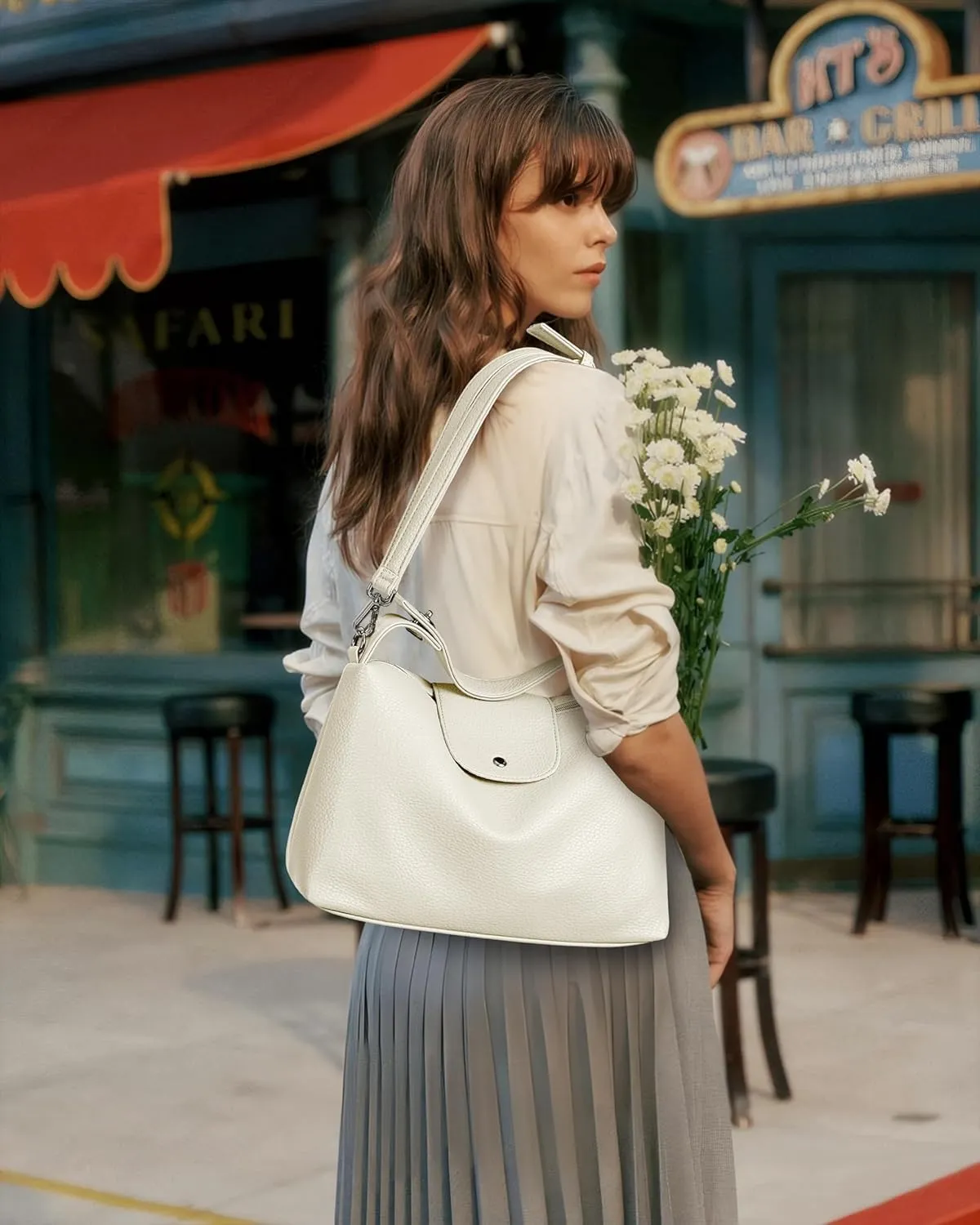 Soft Leather Hobo Satchel for Women, Crossbody Purse with Top Handle