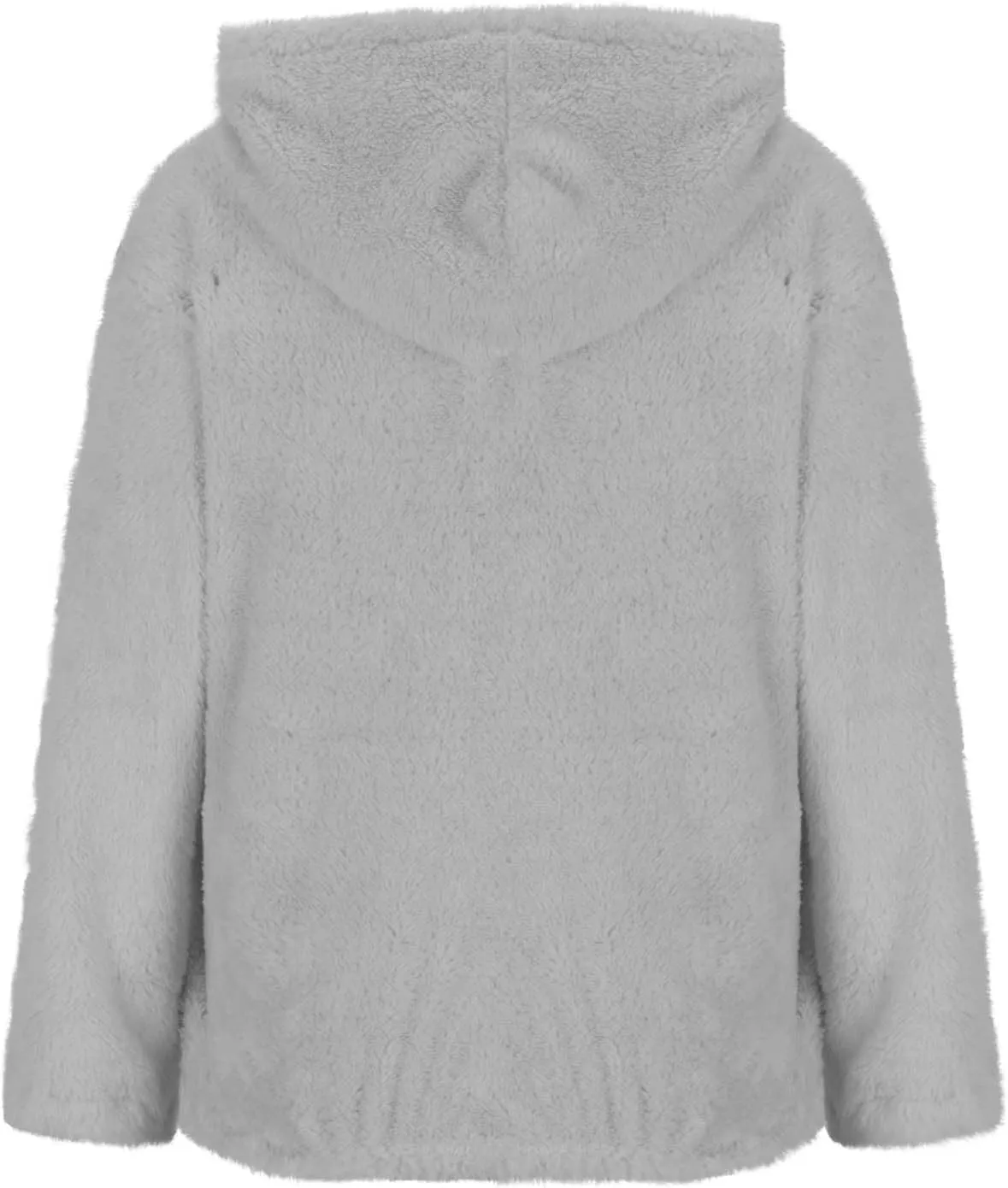 Solid Plush Hoodies for Women Drawstring Round Neck Fleece Pullover Sweatshirts 2025 Winter Oversized Hooded Tops