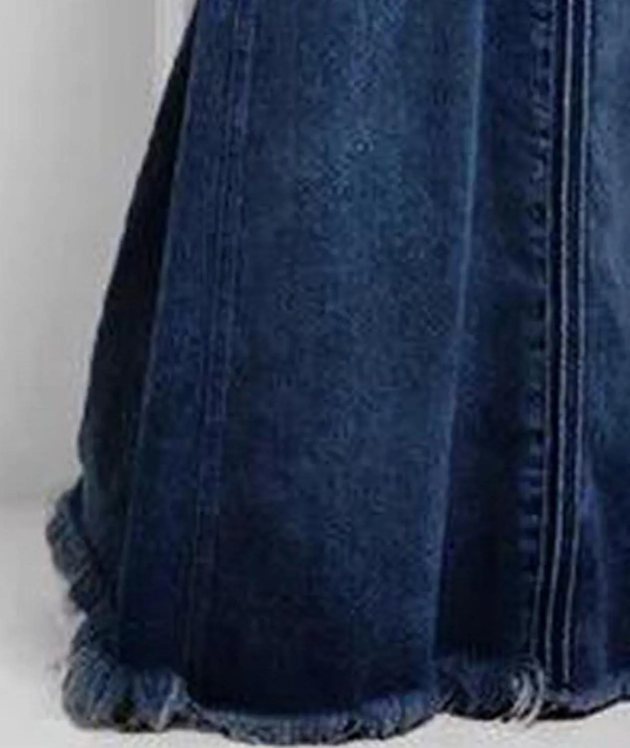 SOMTHRON Women's Retro Elastic High Waist Frayed Hem A-Line Distressed Maxi Long Denim Skirt Plus Size
