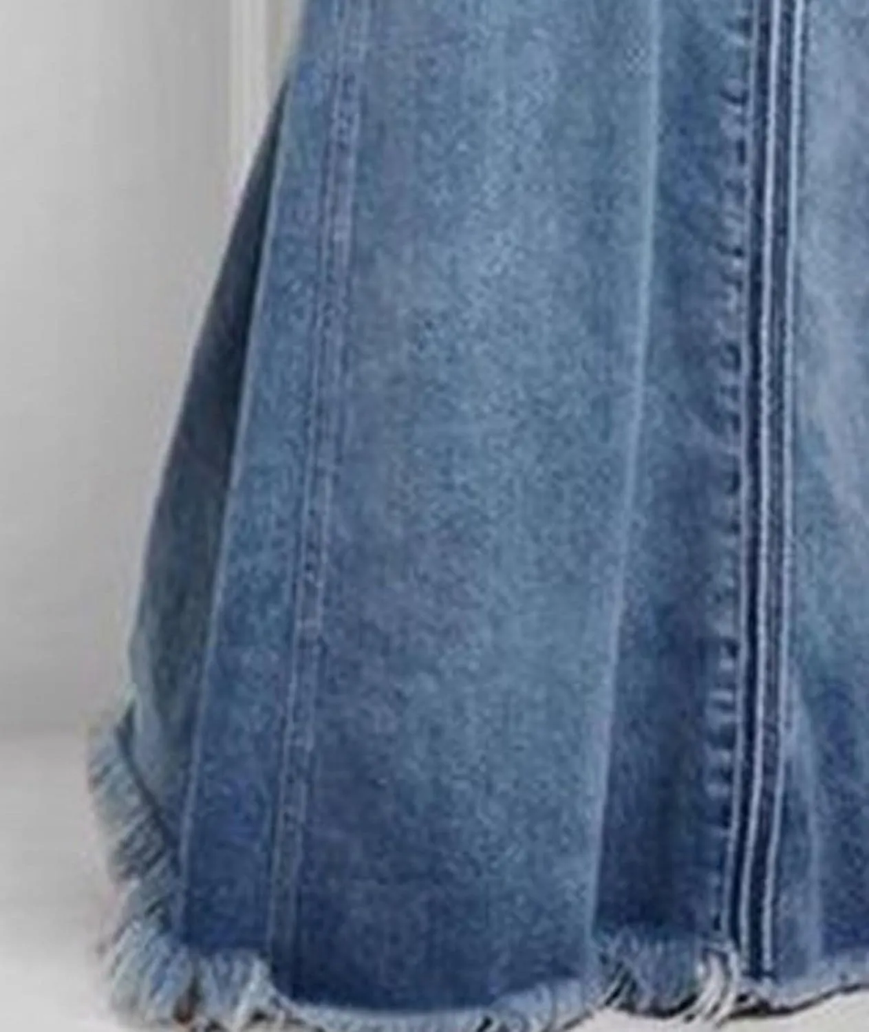 SOMTHRON Women's Retro Elastic High Waist Frayed Hem A-Line Distressed Maxi Long Denim Skirt Plus Size