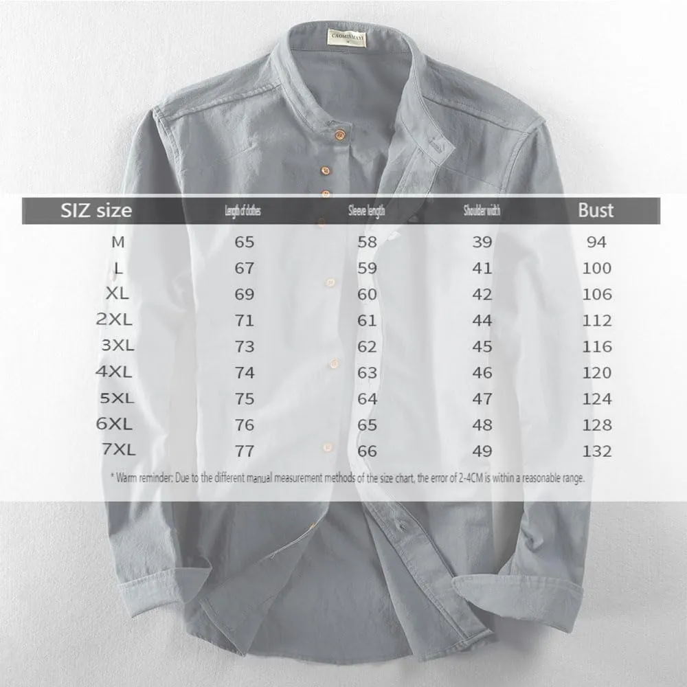 Soulona Men's Katana Japan Style Shirt, Premium Linen & Cotton Blend, V-Neck, Long Sleeve, S-5XL, Grey