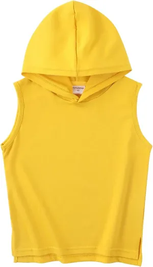 Spring&Gege Boys Hooded Tank Top Solid Basic Sleeveless Pullover Hoodie Uniform Workout Comfy T-Shirt (5-14 Years)