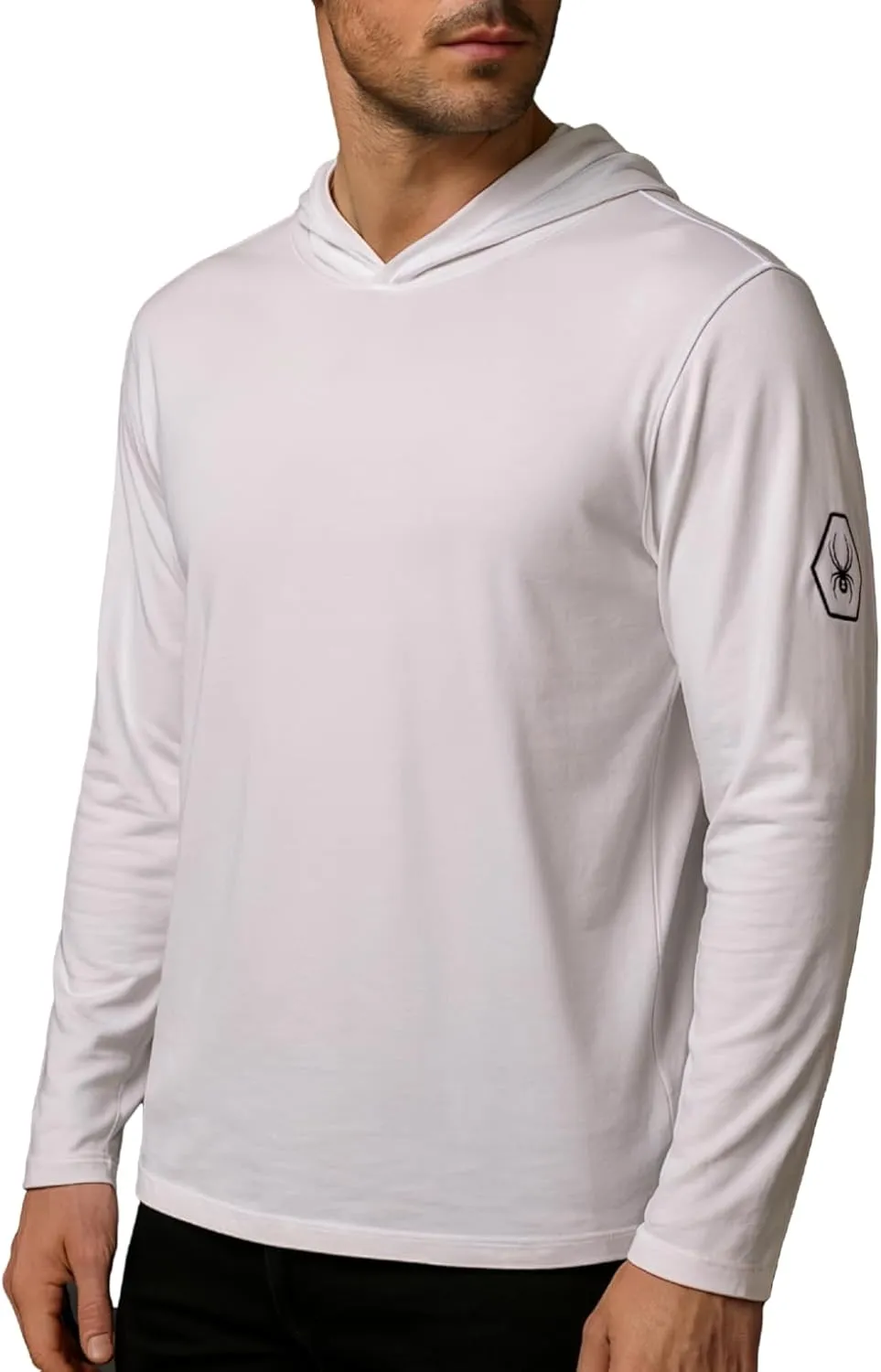 Spyder Mens Crew Neck Long Sleeve Hooded Undershirts/Ultra Soft Stretch Sports T-Shirt Dryfit Athletic Running Workout Shirt