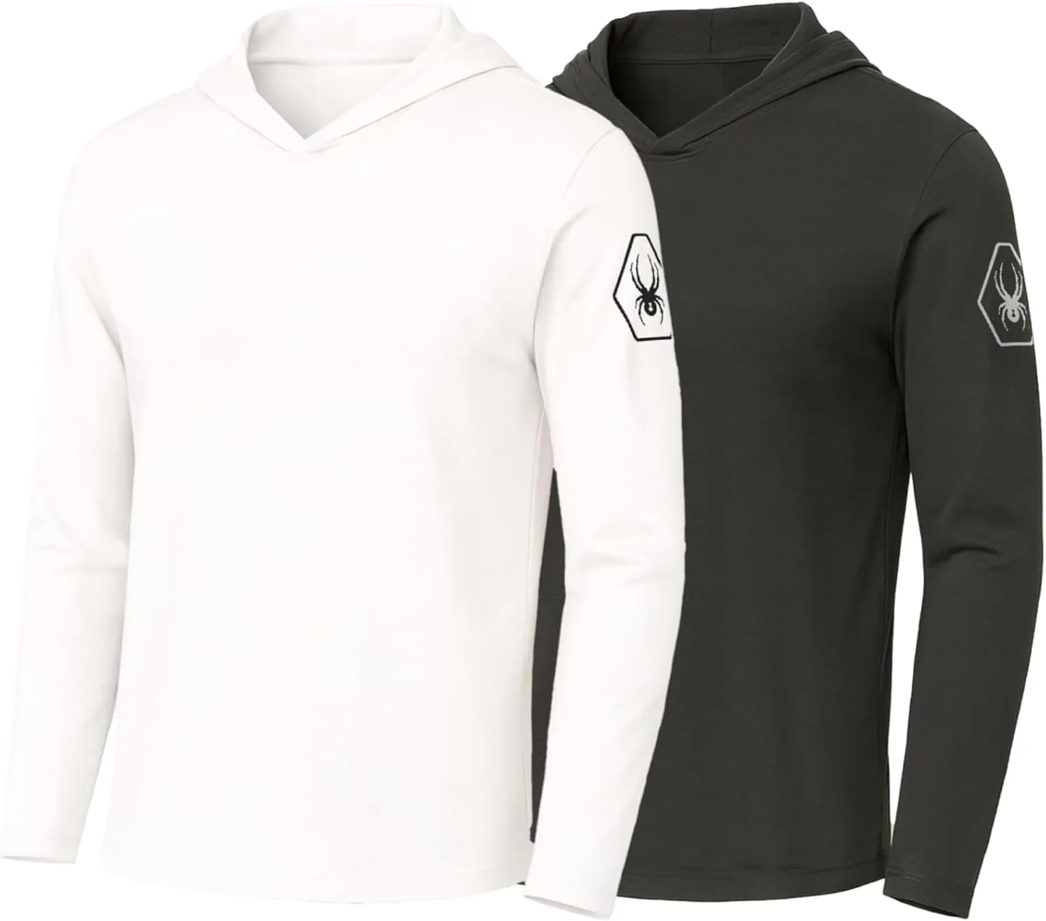 Spyder Mens Crew Neck Long Sleeve Hooded Undershirts/Ultra Soft Stretch Sports T-Shirt Dryfit Athletic Running Workout Shirt