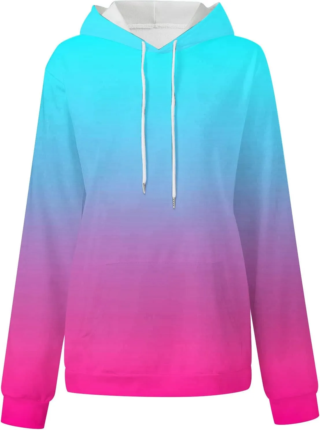 Stessotudo Womens Hoodies 2023 Casual Gradient Long Sleeve Oversized Sweatshirts Pocketed Aesthetic Fashion Pullover Tops