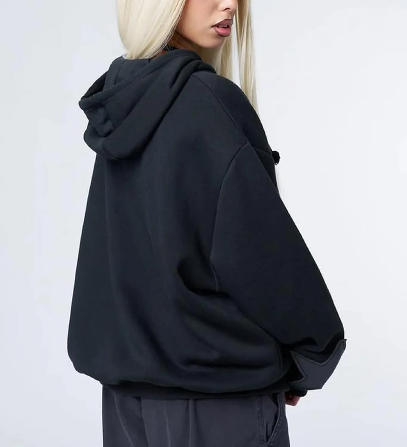 Sunwittafy Women Aesthetic Star Graphic Hoodie Y2k Zip Up Long Sleeve Oversized Sweatshirt Goth Jacket Vintage Streetwear