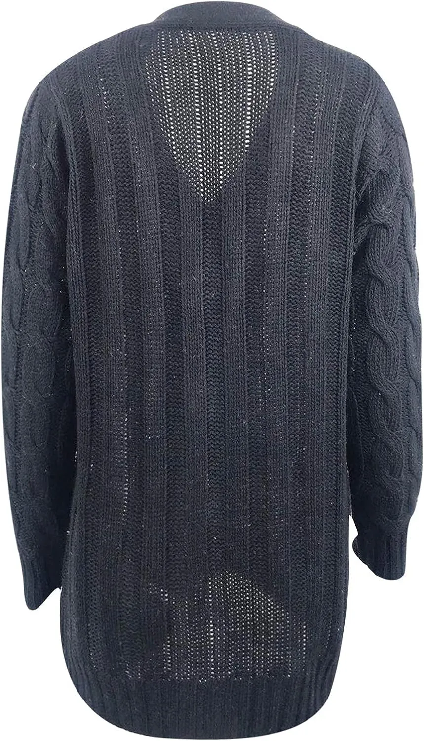 Sweaters for Women Fashion Open Front Long Sleeve Button Cardigans Chunky Cable Knitted Fall Winter Cardigan Outwear