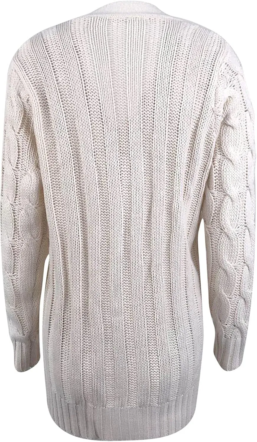Sweaters for Women Fashion Open Front Long Sleeve Button Cardigans Chunky Cable Knitted Fall Winter Cardigan Outwear