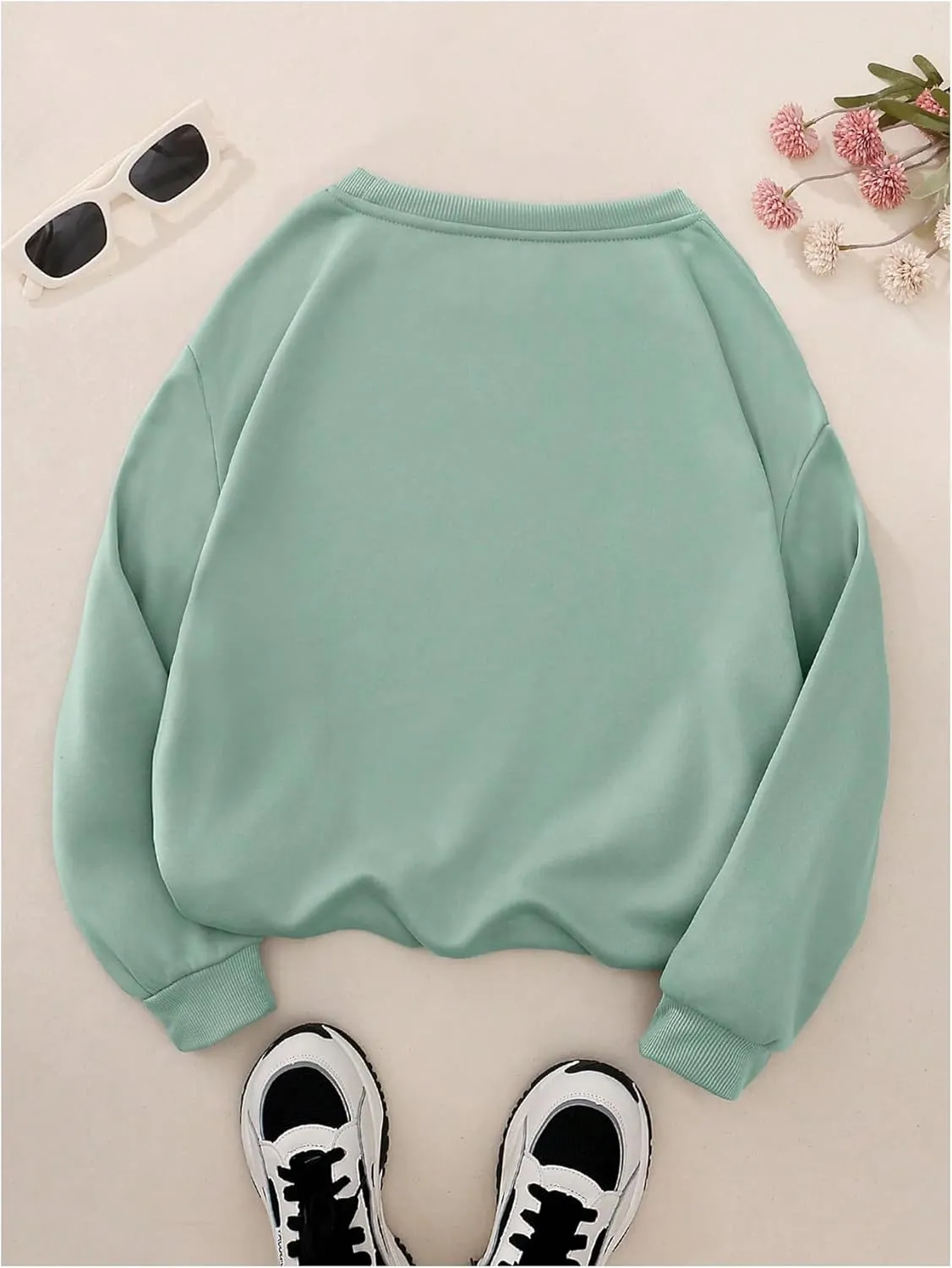 SweatyRocks Women's Floral Graphic Sweatshirts Long Sleeve Crewneck Sweatshirt Pullover Top