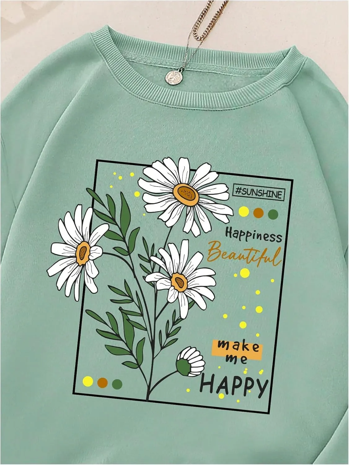 SweatyRocks Women's Floral Graphic Sweatshirts Long Sleeve Crewneck Sweatshirt Pullover Top