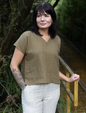 The Box Top - V Neck - Linen