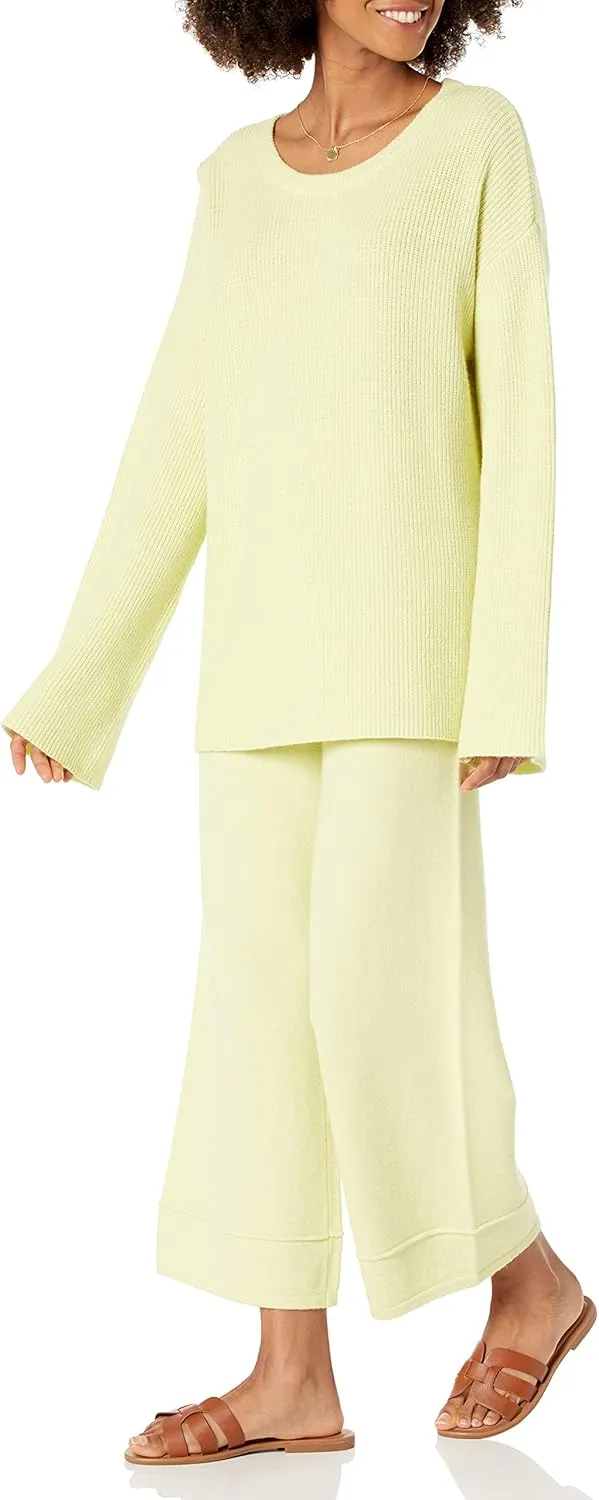 The Drop Women's Alice Crew-Neck Back-Slit Ribbed Pullover Sweater