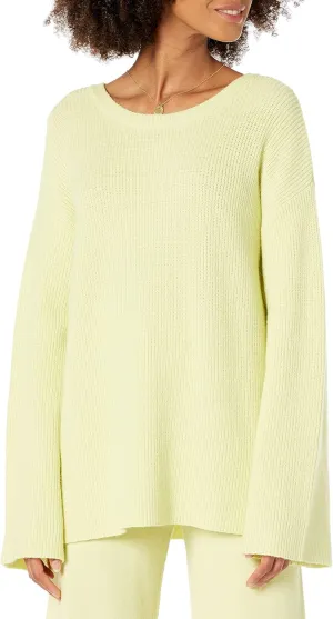 The Drop Women's Alice Crew-Neck Back-Slit Ribbed Pullover Sweater