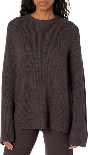 The Drop Women's Alice Crew-Neck Back-Slit Ribbed Pullover Sweater