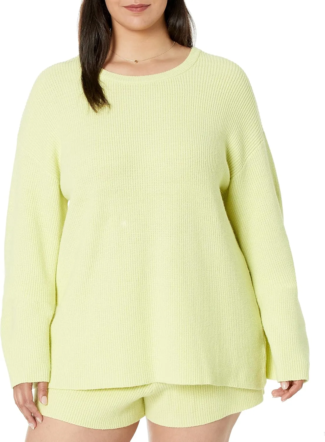 The Drop Women's Alice Crew-Neck Back-Slit Ribbed Pullover Sweater