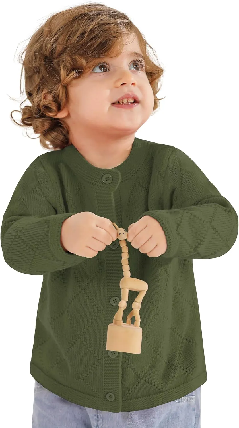 Toddler Baby Girls' Cardigan Sweaters Open Front Long Sleeve Knit Outwear for Girls