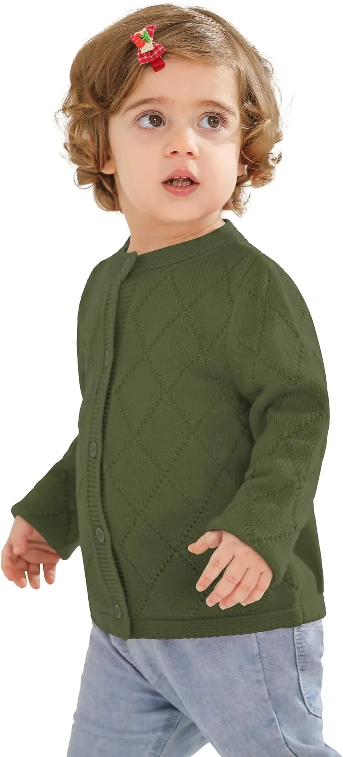 Toddler Baby Girls' Cardigan Sweaters Open Front Long Sleeve Knit Outwear for Girls