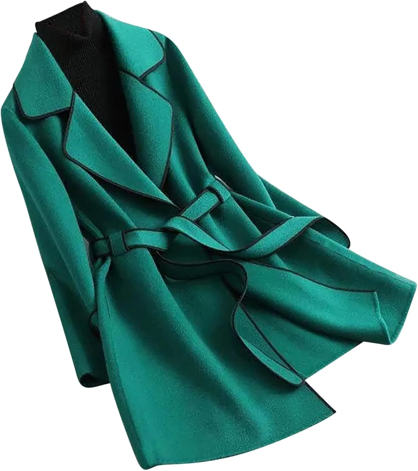 Trench Coat for Women 2023 Fashion Wool Blend Long Sleeve Lapel Open Front Overcoat with Pocket Coats Jackets