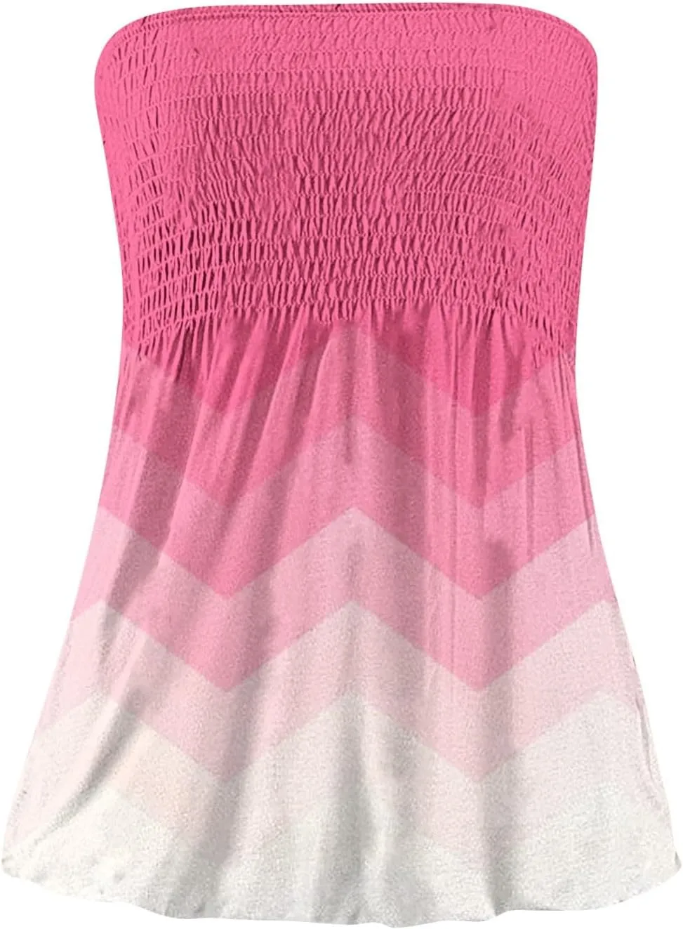 Tube Tops for Women Smocked Ruffled Floral Print Tanks Sleeveless Strapless Tube Tops Business Casual Bandeau