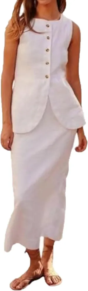 Two Piece Sets for Women Summer Old Money Long Vest Boho Maxi Skirt Set Linen Set 2 Piece Sets for Ladies Going Out