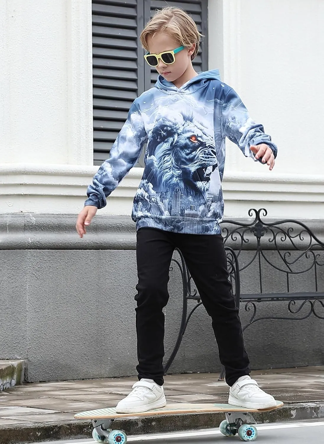 uideazone Hoodies for Boys Girls 3D Printed Hooded Sweatshirts Long Sleeve Pullover Hoody with Pocket 3-16Y