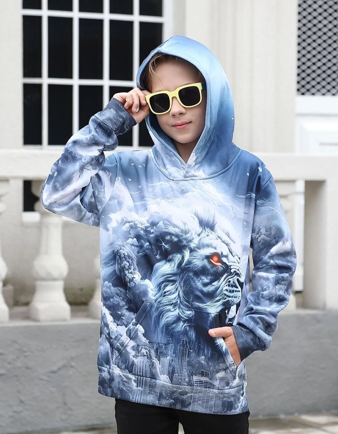 uideazone Hoodies for Boys Girls 3D Printed Hooded Sweatshirts Long Sleeve Pullover Hoody with Pocket 3-16Y