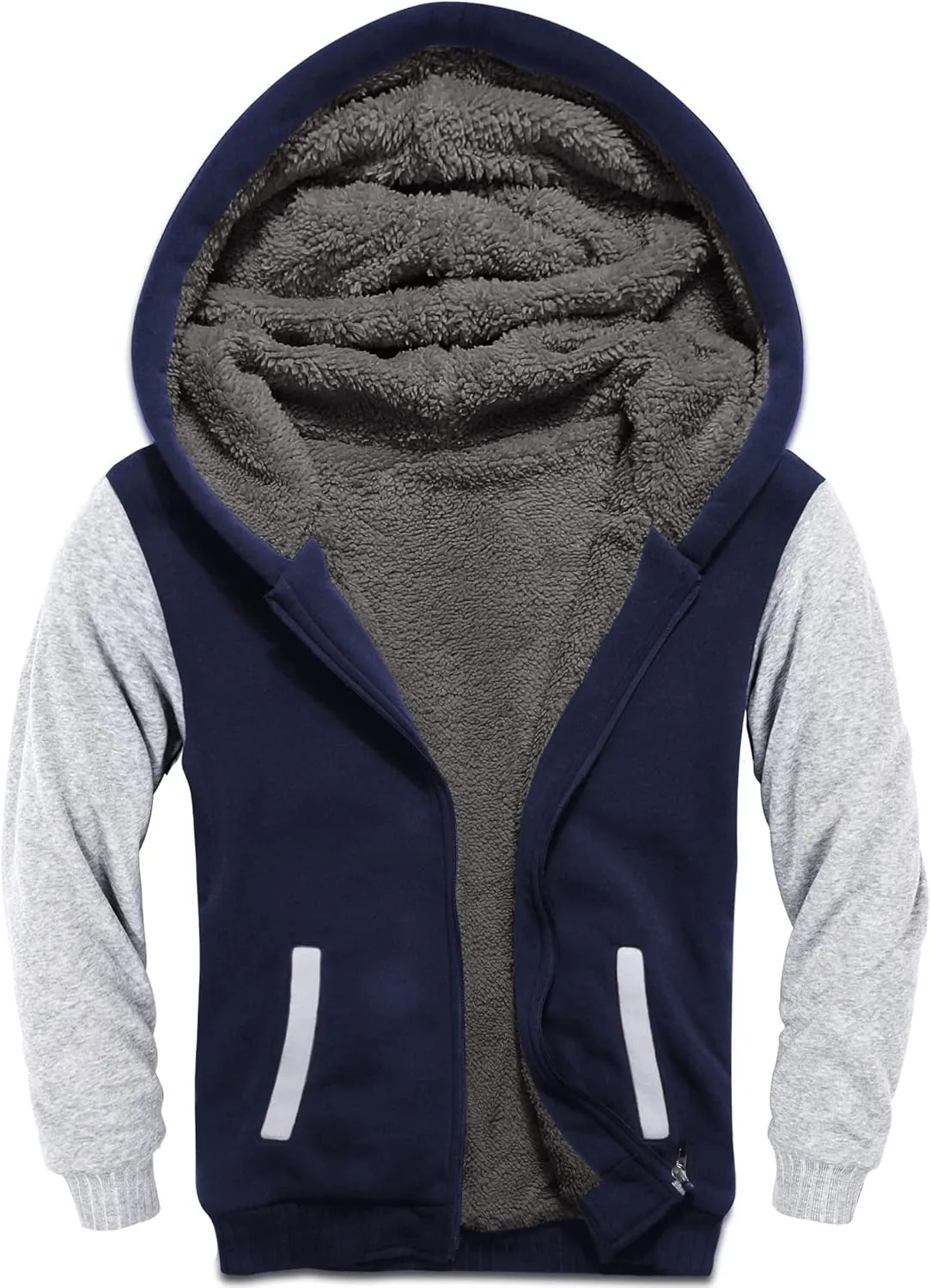 V VALANCH Boys Hoodie Zip Up Fleece Lined Jacket Warm Sherpa Hooded Sweatshirts for Boys Girls 6-15 Years